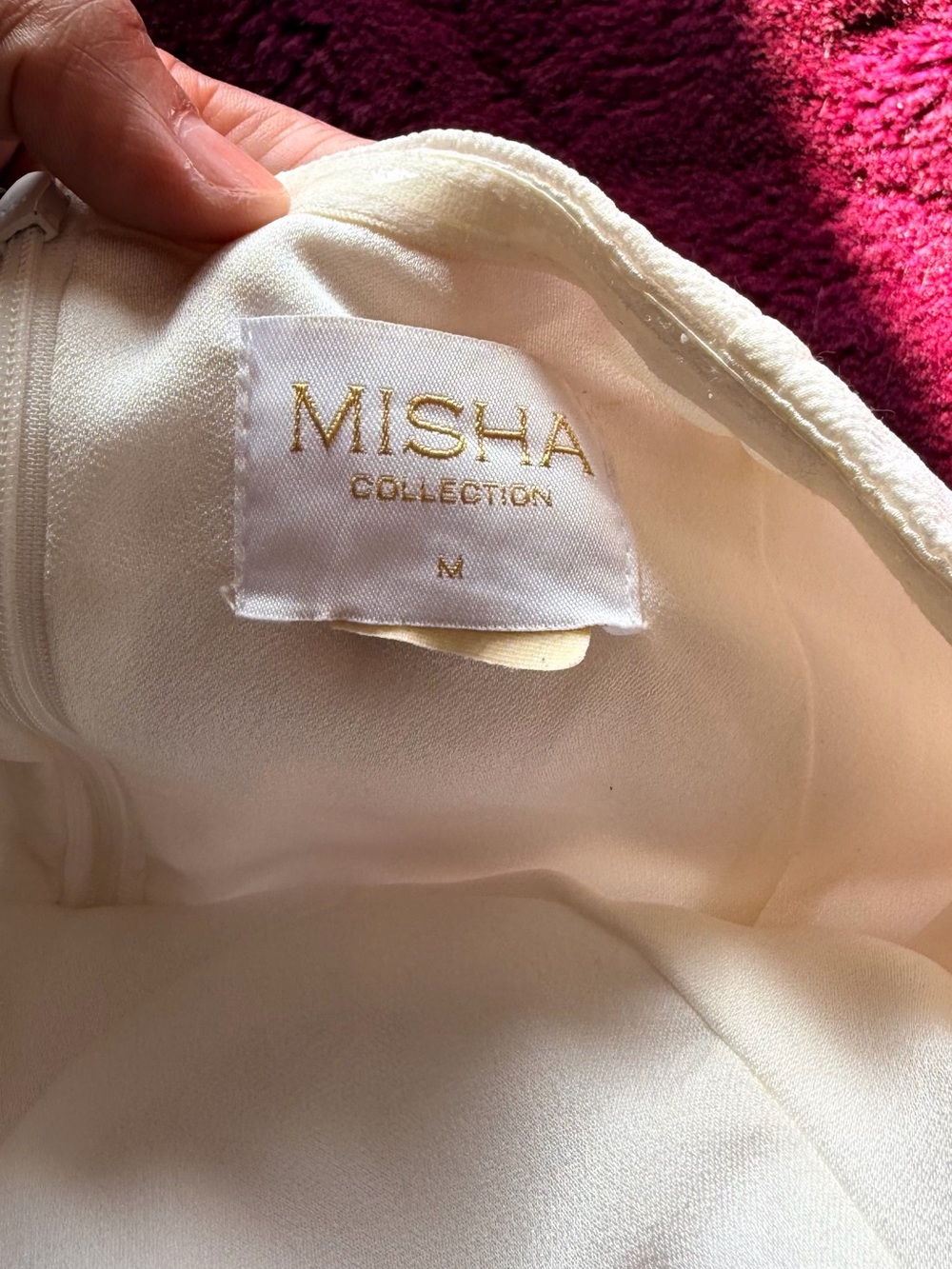 MISHA COLLECTION Cream/White High Neck Cocktail Dress - Picture 4 of 5